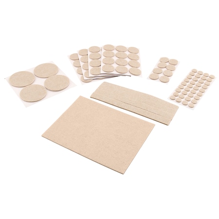 Prime-Line Furniture Felt Pad Assortment, Self-Adhesive Backing, Beige, Round 101 Pack MP76572